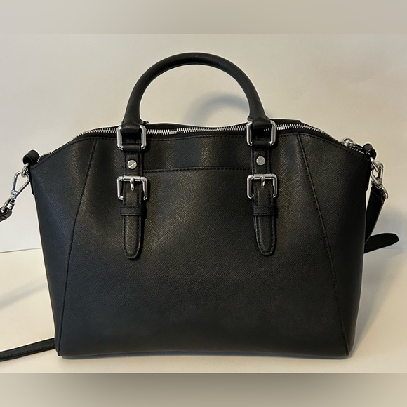 Michael Michael Kors Black Ciara Saffiano Leather Satchel Crossbody - Picture 6 of 10